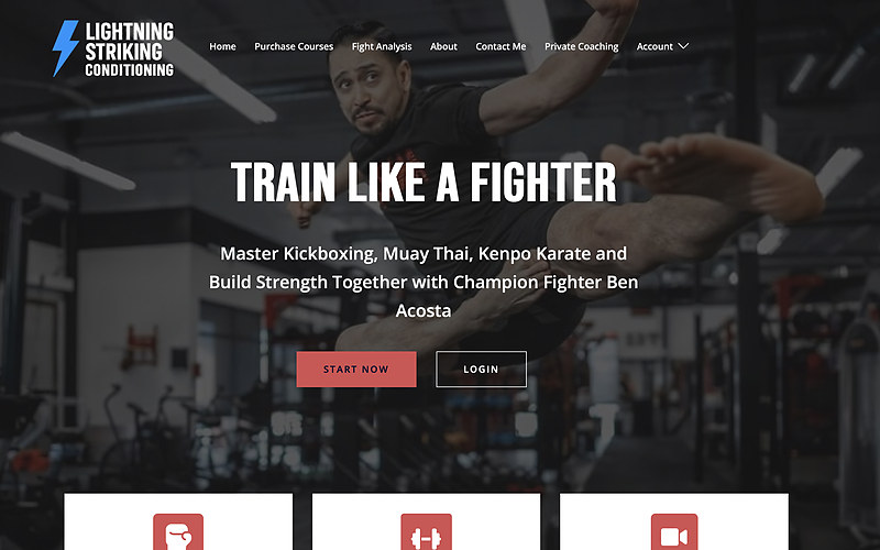 The Lightning Striking Conditioning website, a martial arts training and coaching site