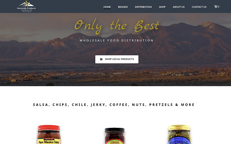 The Statewide Products website, a New Mexico wholesale food distributor